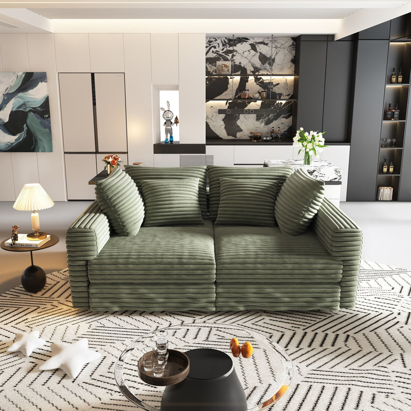 Plush Corduroy 4 Seat Sofa, Modern Comfy Upholstered Sofa Cloud Couch, Deep Seat Couches With Soft Pillows