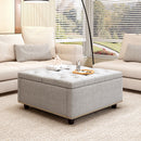 Large Square Storage Ottoman With 2 Storage Doors