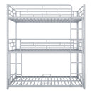 Metal Full Size Triple Bunk Bed, Silver