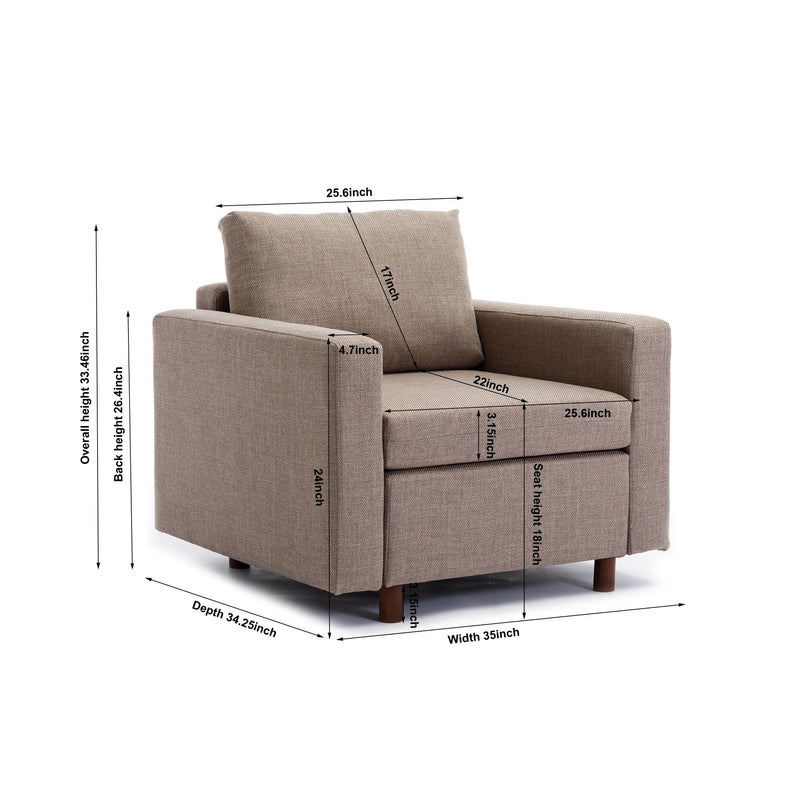 Single Seat Module Sofa Sectional Couch, Cushion Covers Non-Removable And Non-Washable