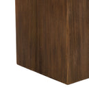 Mgo Square Side Table With Faux Stone Top And Wood Frame - Antique White / Natural Wood