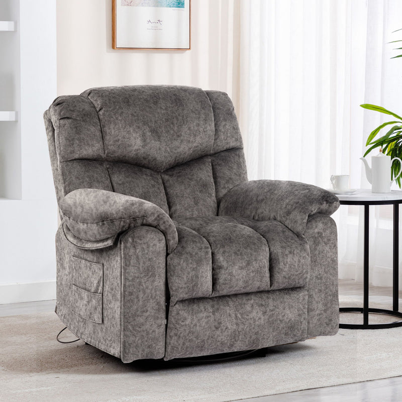 Swivel And Rocking Recliner Chair With Massage And Heating Bonded Leather Sofa