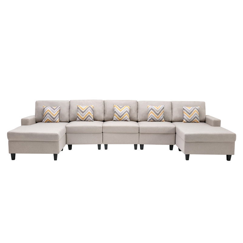 Nolan - Fabric 5 Piece Sectional Sofa With Interchangeable Legs