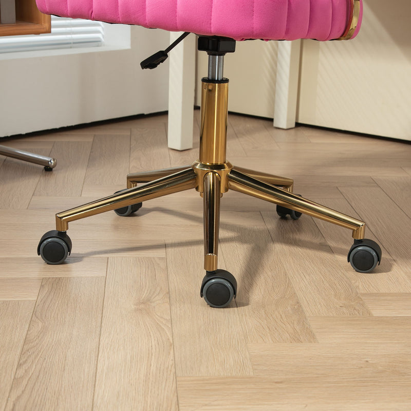 Modern Velvet Home Office Desk Chair With Adjustable Height And Swivel Wheels