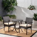 Outdoor Wicker Bistro Set With 2 Chairs - Brown Multi