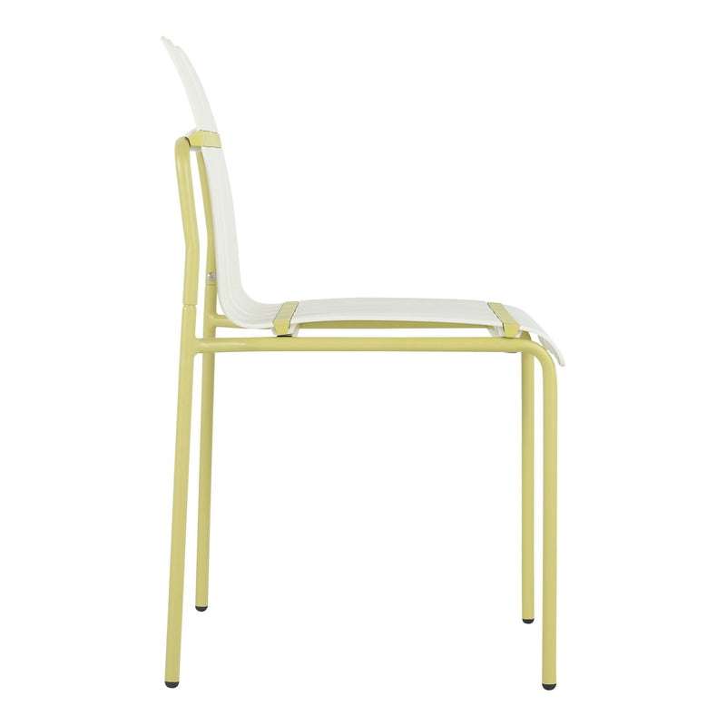 4 Piece Set Of Modern Color Block Designed Single Chairs, UV Resistant And Rust Proof - Grain Yellow / White