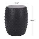 Outdoor End Table With Outstanding Studded Design - Matte Black