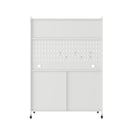 Contemporary Kitchen Pantry Cabinet With Glass Doors, Adjustable Shelves, Steel - Brushed Nickel