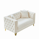 2 Seater Deep Seat Sofa With Button Nailhead, Square Arm