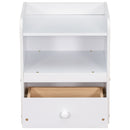 Nightstand, Bedside Table with Open Storage Cabinet, Drawer,White