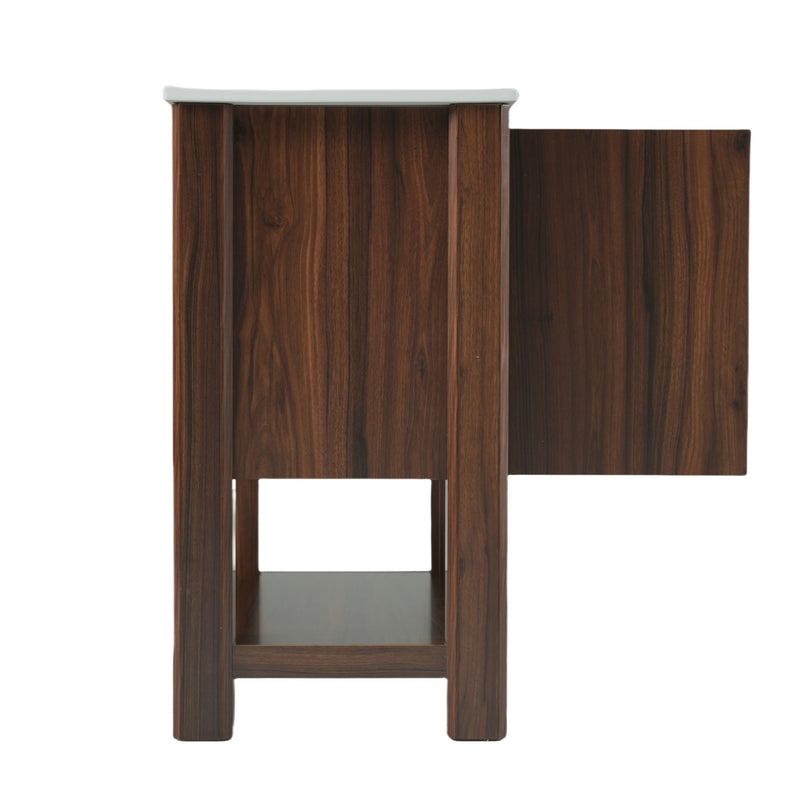 36" Modern Bathroom Vanity With Rectangle Ceramic Sink, Bathroom Cabinet And 45 Degrees Free Handle Design Soft Closing Doors, 1 Open Shelf At The Bottom - Dark Brown