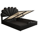 Queen Size Upholstered  Petal Shaped Platform Bed  with Hydraulic Storage System, PU Storage Bed, Decorated with metal balls, Black