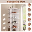 6 Tier Spinning Shoe Rack, Free Standing 360° Revolving Shoe Organizer - White