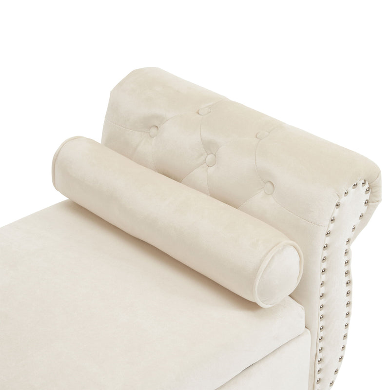 Luxurious Velvet Multifunctional Storage Ottoman Bench With Pillow