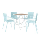 4 Modern Stackable Plastic Armchair Matched With Folding Square Table