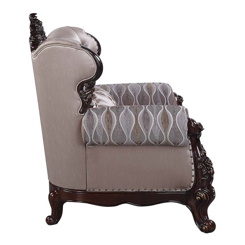 Benbek - Chair - Fabric & Antique Oak Finish - Atlantic Fine Furniture Inc