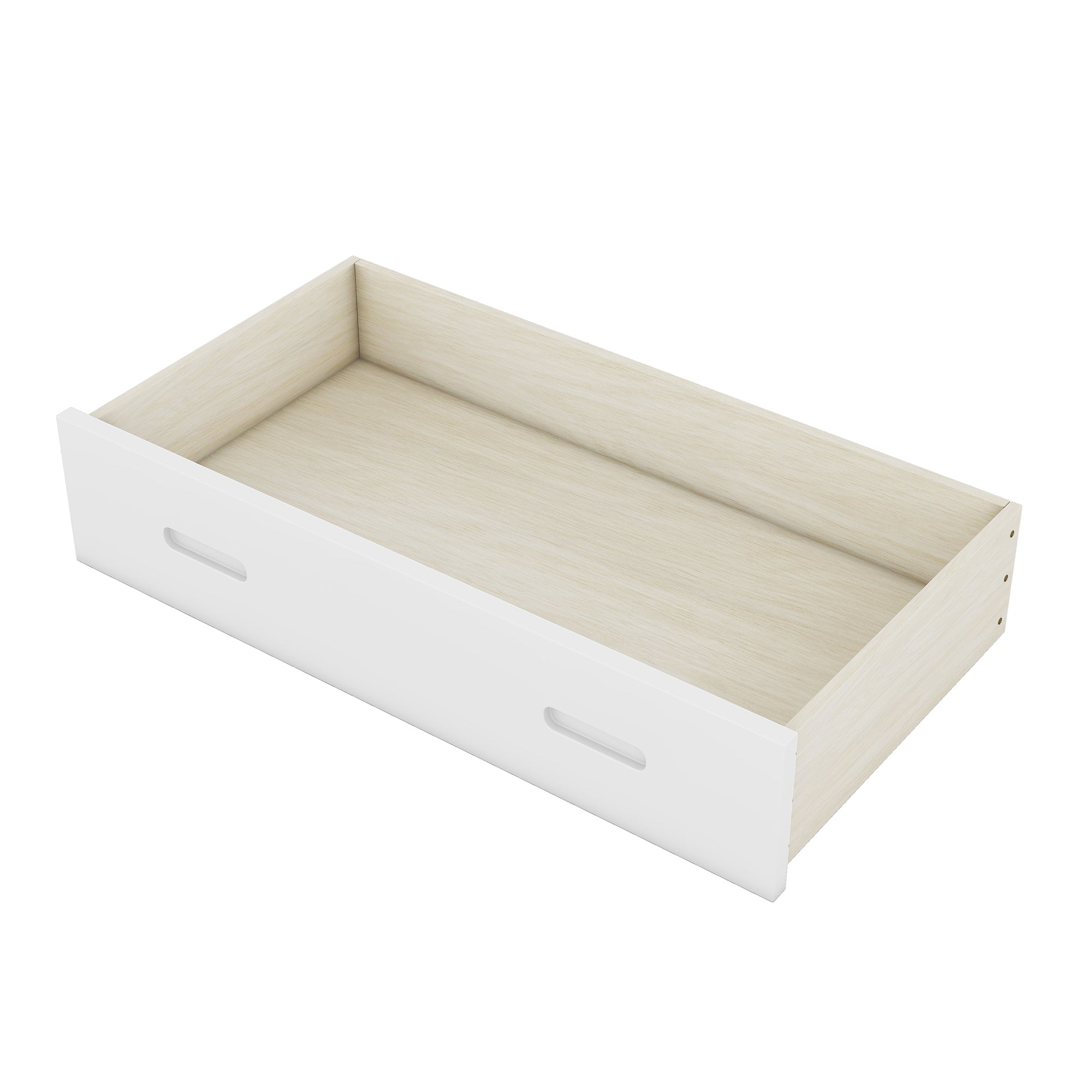 Wood Twin over Twin Bunk Bed with Fence Guardrail and a Big Drawer, White - Atlantic Fine Furniture Melbourne FL