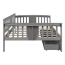 Full size Daybed with Two Drawers, Wood Slat Support, Gray