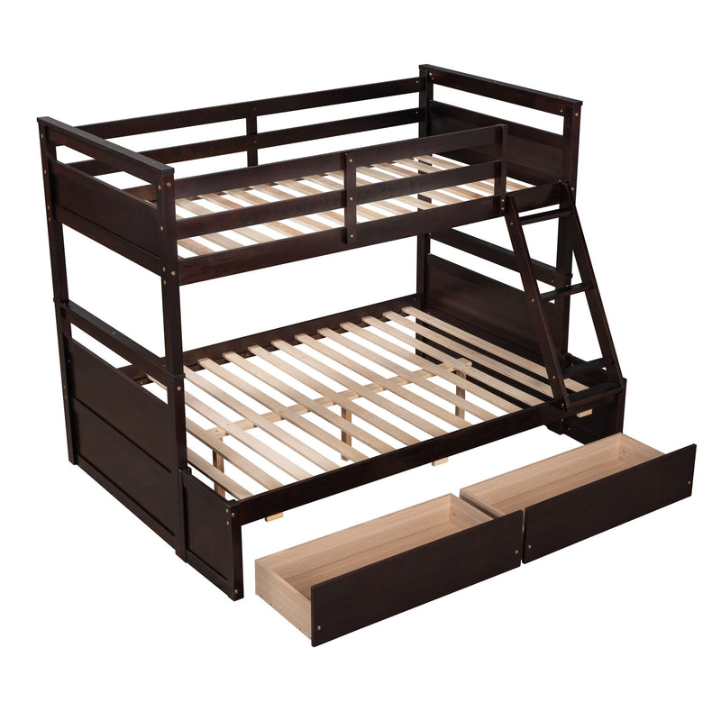 Twin Over Full Bunk Bed With Storage - Espresso