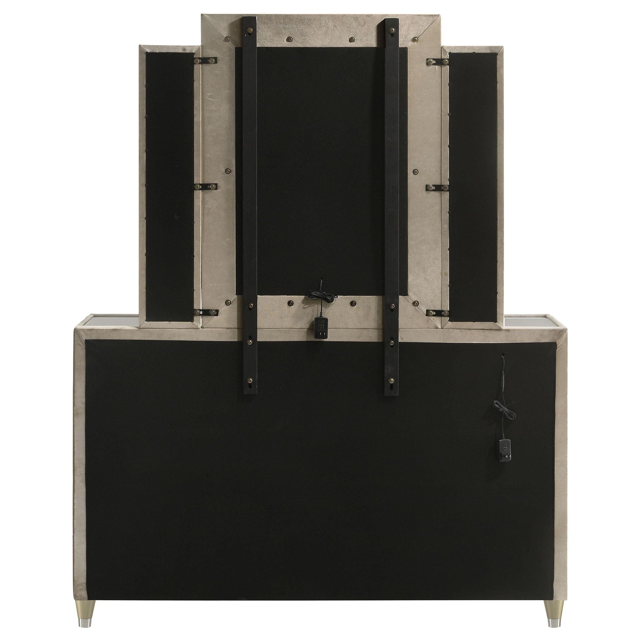 Lorient 8-drawer LED Dresser with Mirror Ivory and Camel