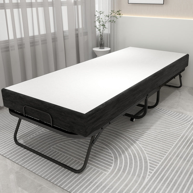 Deluxe - Twin Size Diplomat Folding Bed, Luxurious Memory Foam Mattress And Sturdy - White / Black