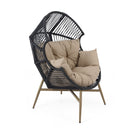 Cori - Outdoor Patio Egg Chair, With Cushion - Black / Khaki