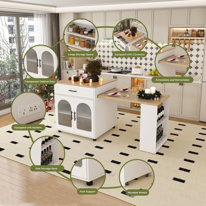 Expandable Kitchen Island With Power Outlet