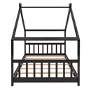 Twin Size House Bed Wood Bed, Espresso