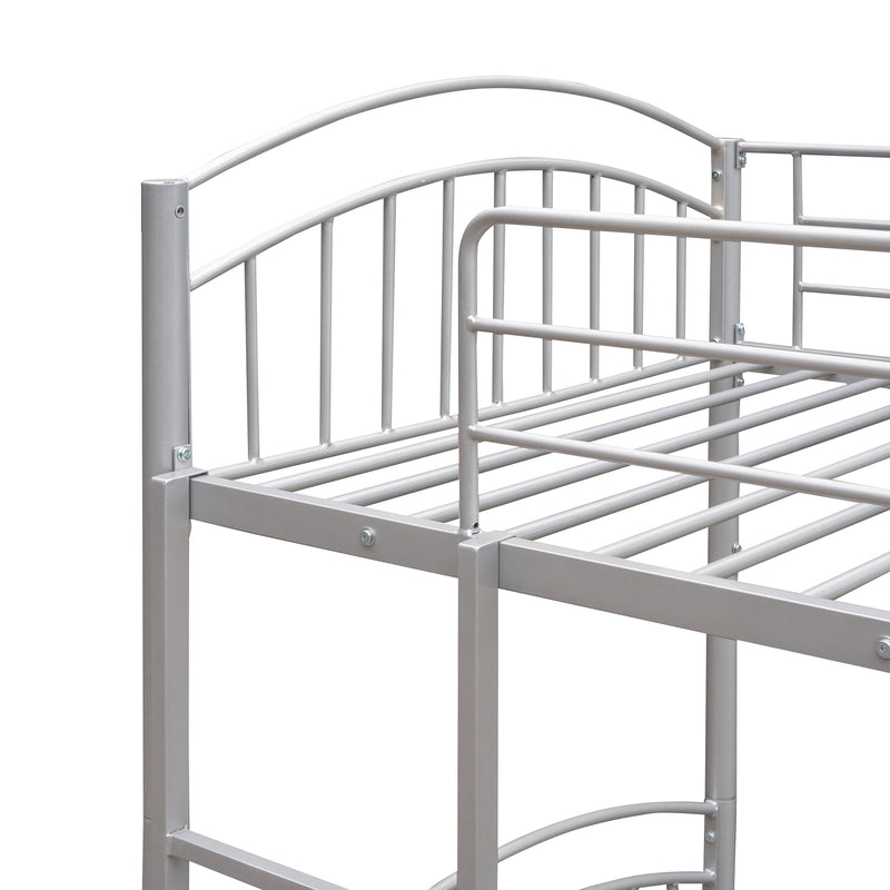 Twin Over Twin Metal Bunk Bed,Divided into Two Beds(Silver){OLD SKU:MF280424AAN}