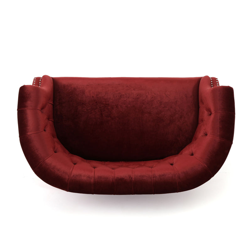 Antique Chesterfield Style Loveseat With Button Tufting
