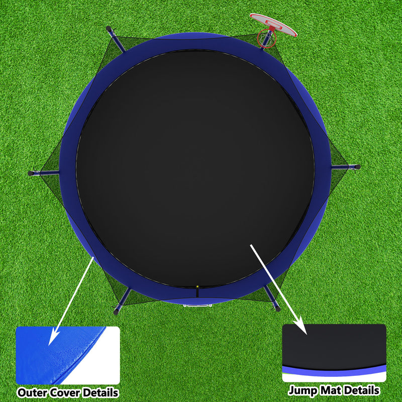 14Ft For Kids Children With Safety Enclosure Net Outdoor Backyards Large Recreational Trampoline - Blue