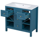 Bathroom Vanity With Resin Sink Combo, Freestanding Vanity Set With 5 Drawers