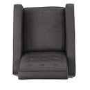 Macedonia - Mid Century Modern Button Tufted Fabric Recliner - Slate