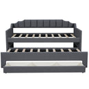 Twin Size Upholstered Daybed with Trundle and Three Drawers,Gray