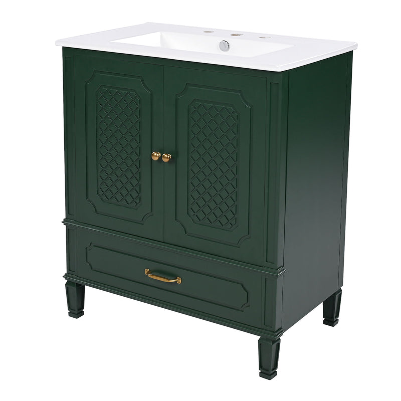Vintage Style Bathroom Vanity With Sink, Multi Functional Storage, Soft-Closing Door