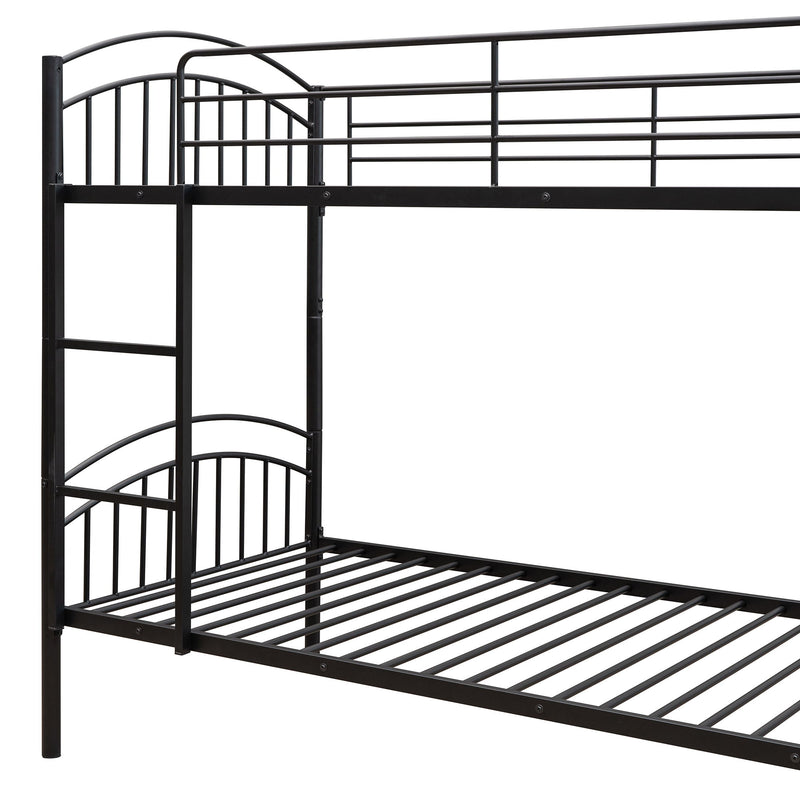 Twin Over Twin Metal Bunk Bed, Divided Into Two Beds - Black