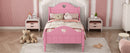 Girl's Love Princess Bed Macaron Twin Size Toddler Bed with Side Safety Rails and Headboard and Footboard , Light Pink