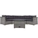 Elegant Patio Furniture Set Outdoor Daybed Rattan Sectional With Cushions And Center Table - Gray