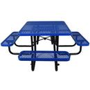 Square Outdoor Steel Picnic Table, With Umbrella Pole