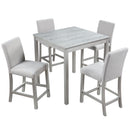 5 Piece Counter Height Table Set, Square Table And 4 Upholstered Chairs