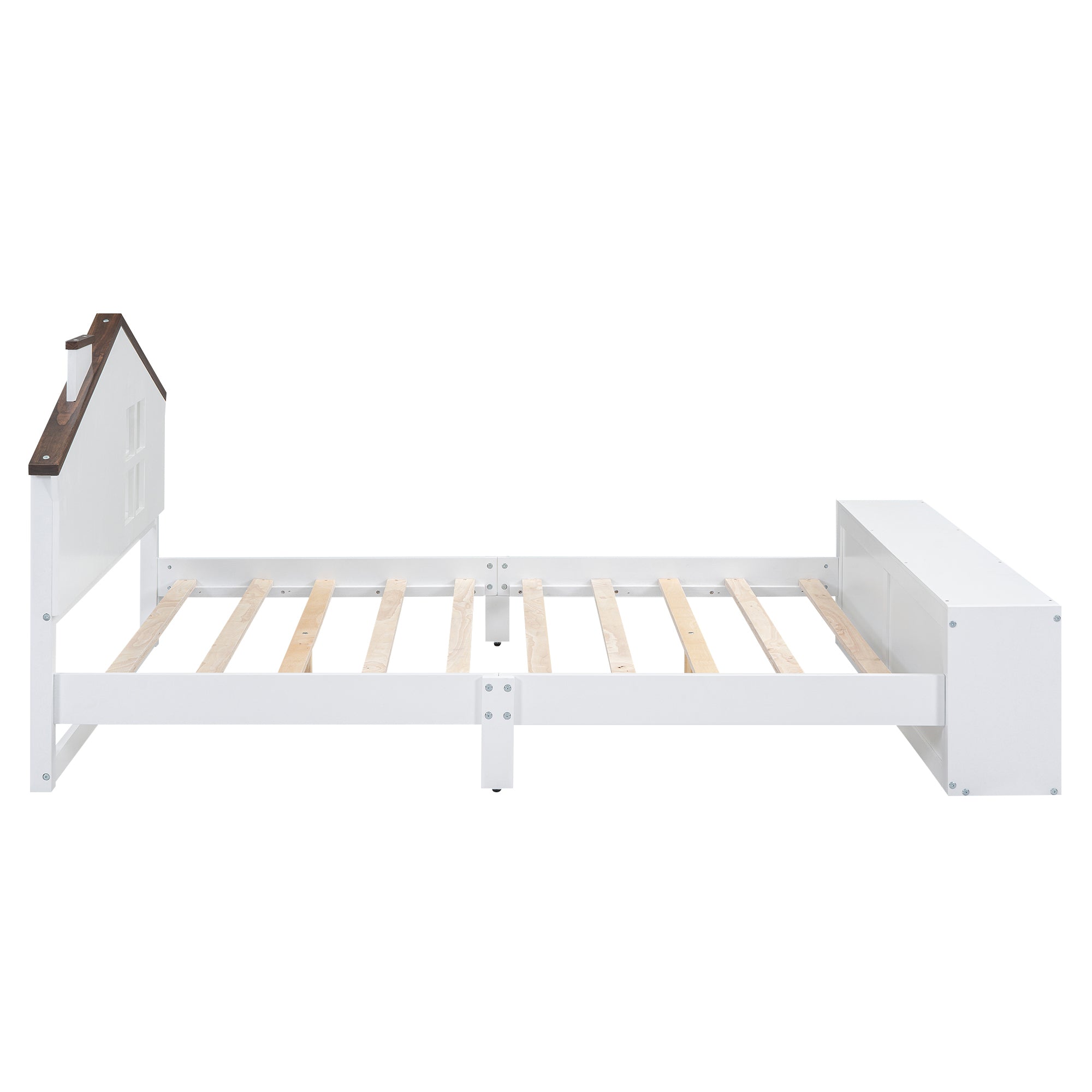 Full Size House Platform Bed with LED Lights and Storage, White - Atlantic Fine Furniture Melbourne FL