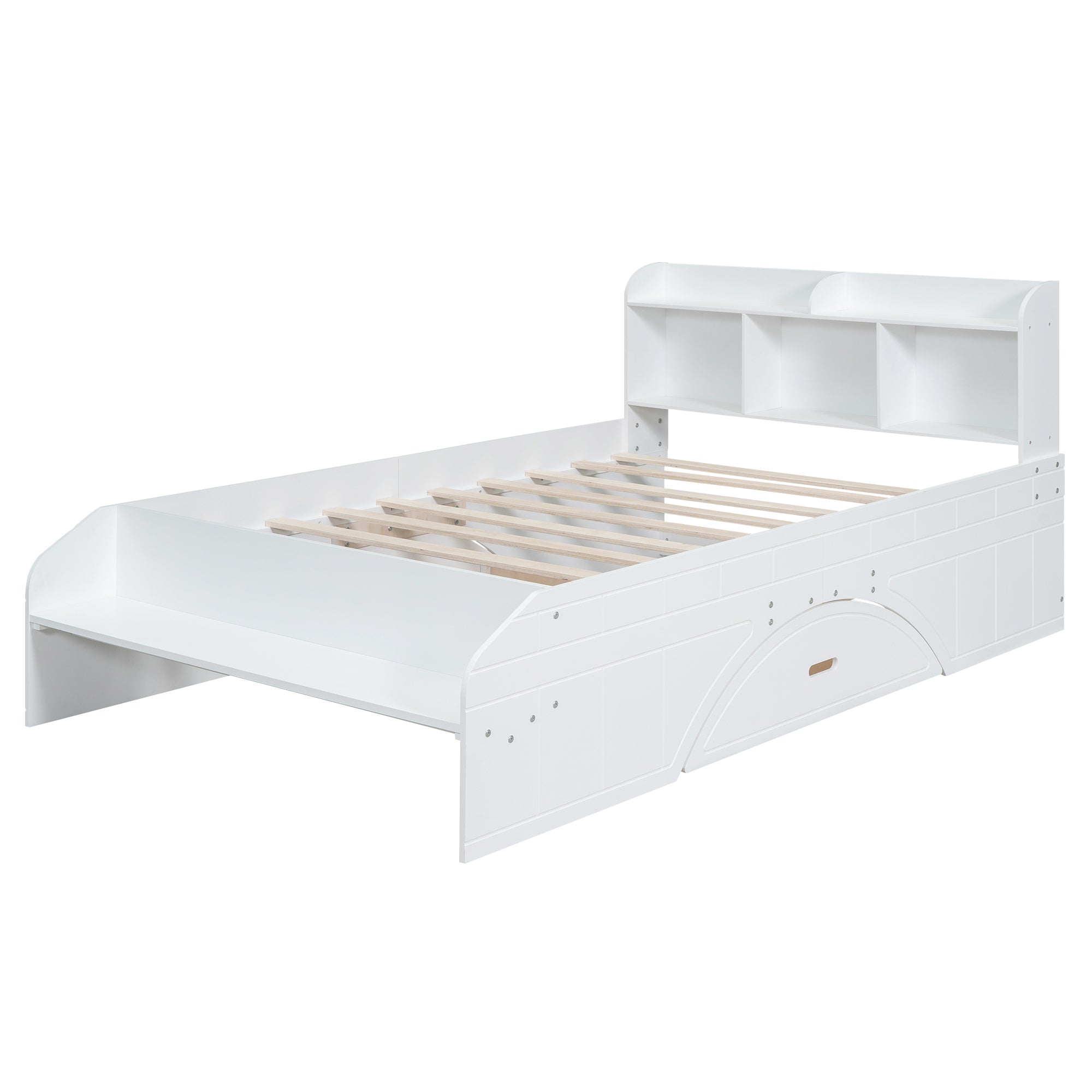 Wood Full Size Platform Bed with 2 Drawers, Storage  Headboard and Footboard, White - Atlantic Fine Furniture Melbourne FL