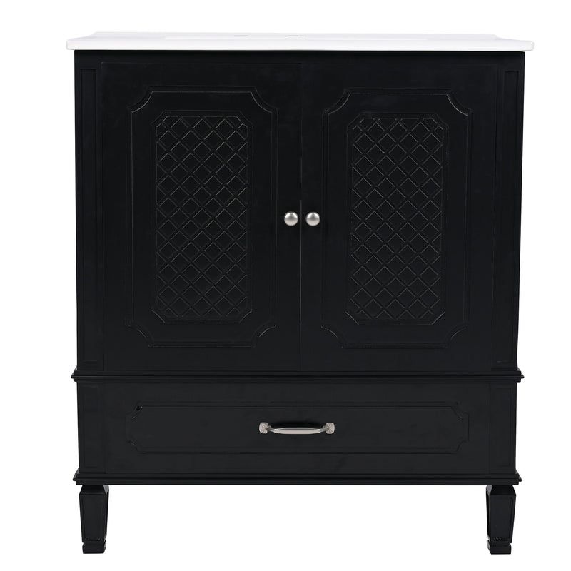 Vintage Style Bathroom Vanity With Sink, Multi Functional Storage, Soft-Closing Door