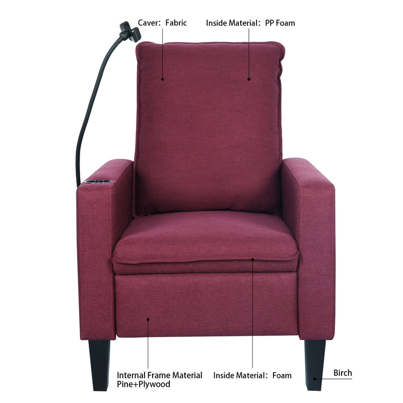 Recliner Chairs For Adults, Adjustable Recliner Sofa With Mobile Phone Holder & Cup Holder, Modern Reclining Chairs Fabric Push Back Recliner Chairs For Living Room, Bedroom