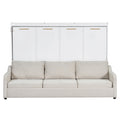 Murphy Cabinet Bed With Folding Sofa, Built In Storage Shelves And LED Light