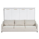 Murphy Cabinet Bed With Folding Sofa, Built In Storage Shelves And LED Light
