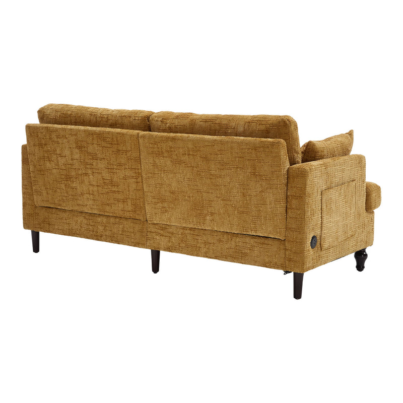 Chenille 2 Seater Sofa With LED Light, USB Charging Port, And Storage Bag