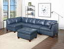 Genuine Leather Ink Blue Tufted 6pc Modular Sofa Set 2x Corner Wedge 3x Armless Chair 1x Ottoman Living Room Furniture Sofa Couch