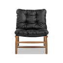 Oxford Leather Mid-Century Modern Accent Chair - Noir Black