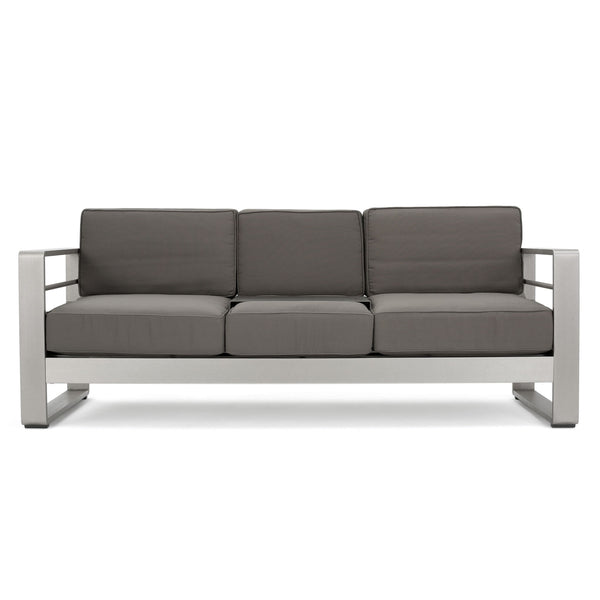 Cape Coral - Contemporary 2 Seater Sofa With Metal Tray - Khaki